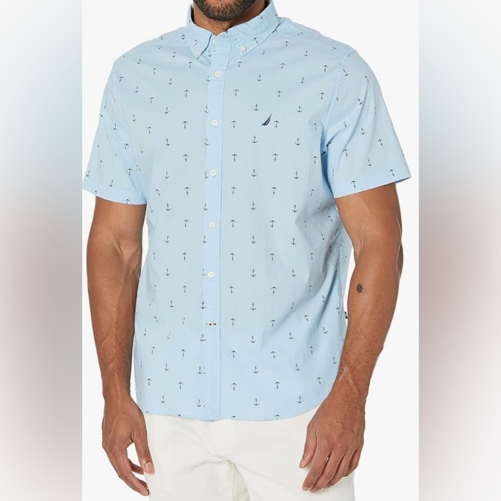 Ricky Singh Denim & Flower men’s‎ button shirt short sleeve shirt with anchors